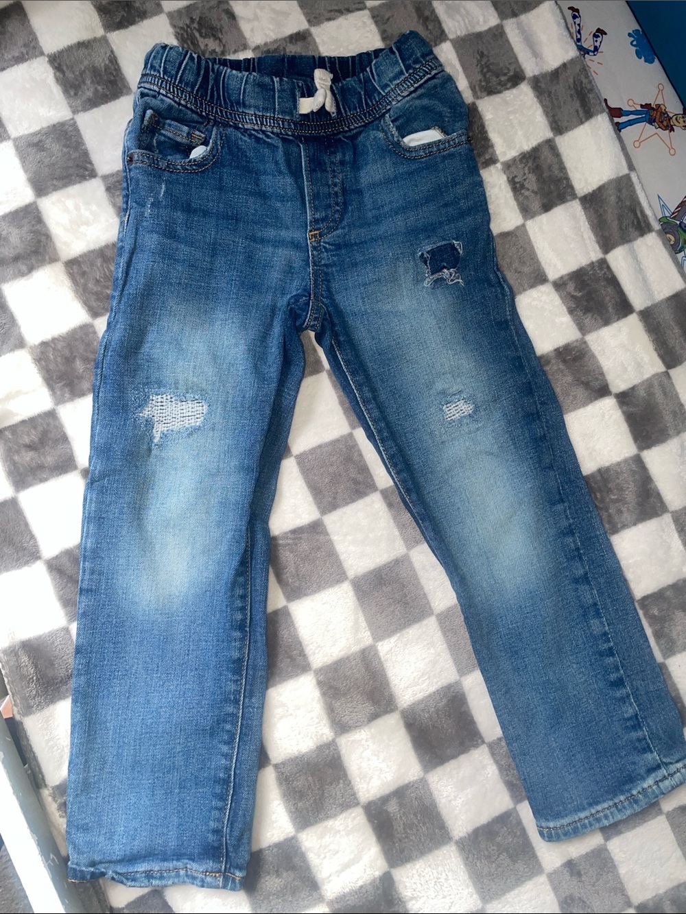GAP Blue Straight-Leg Jeans with Distressed Details